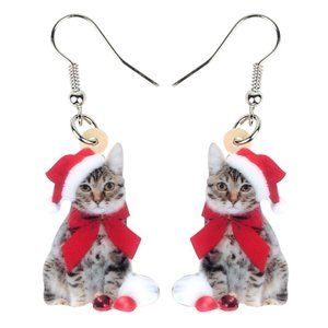 NEW Christmas Kitty Cat Earrings